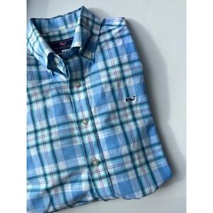 Vineyard Vines Slim Fit Whale Shirt Mens Blue Plaid Button Down‎ Long Sleeve
